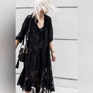 Wilfred Black Sheer Midi Dress